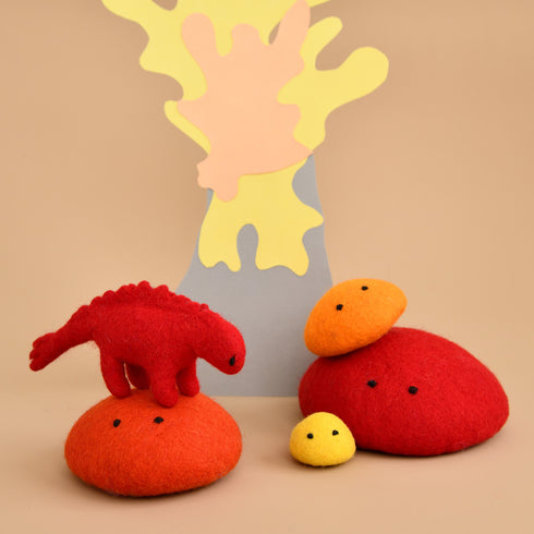 DASHDU - Sensible Stegosaurus - Mini Red Felt Dinosaur